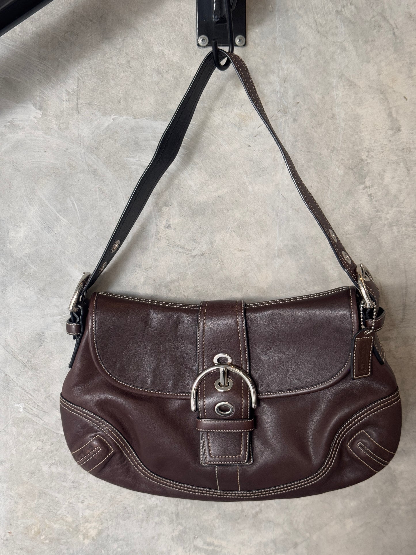 COACH SOHO DARK BROWN LEATHER SHOULDER BAG