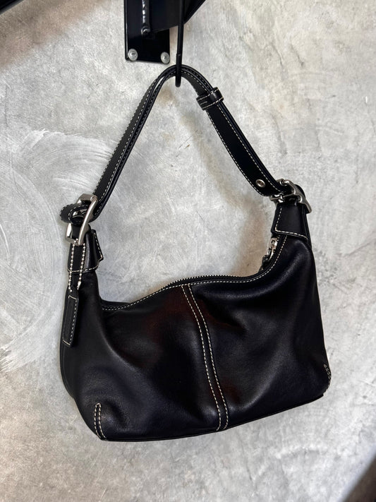 AUTHENTIC COACH BLACK GENUINE LEATHER SHOULDER HANDBAG