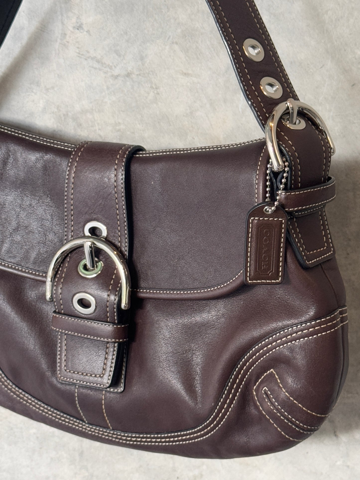 COACH SOHO DARK BROWN LEATHER SHOULDER BAG