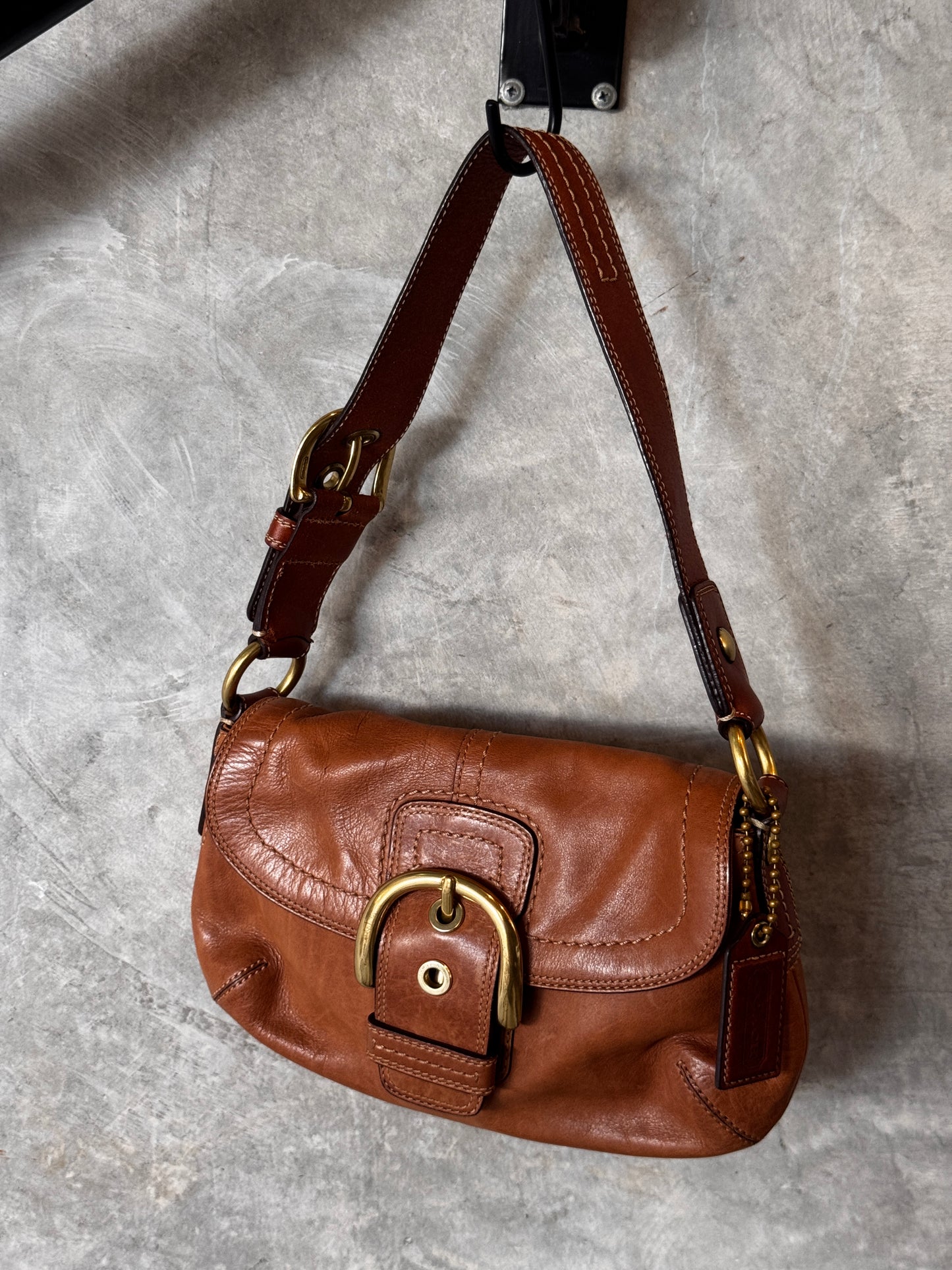 AUTHENTIC COACH SOHO BROWN LEATHER SHOULDER BAG