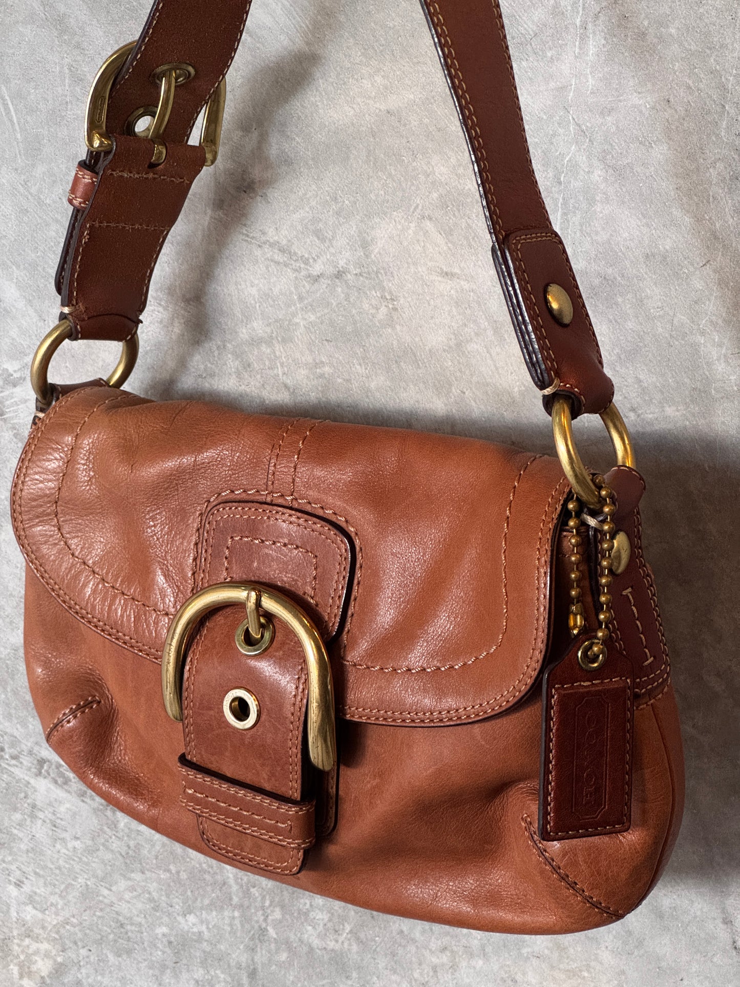 AUTHENTIC COACH SOHO BROWN LEATHER SHOULDER BAG