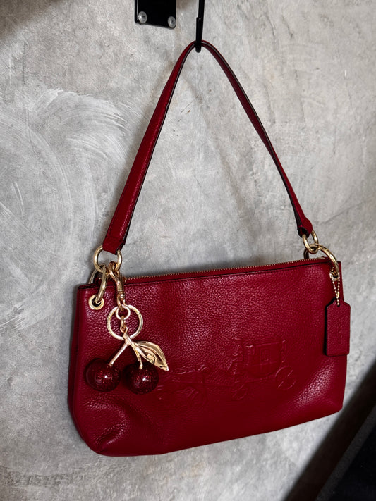 RED LEATHER COACH SHOULDER BAG