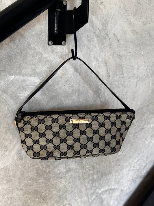 GUCCI BEIGE MONOGRAM GG CANVAS POCHETTE BAG