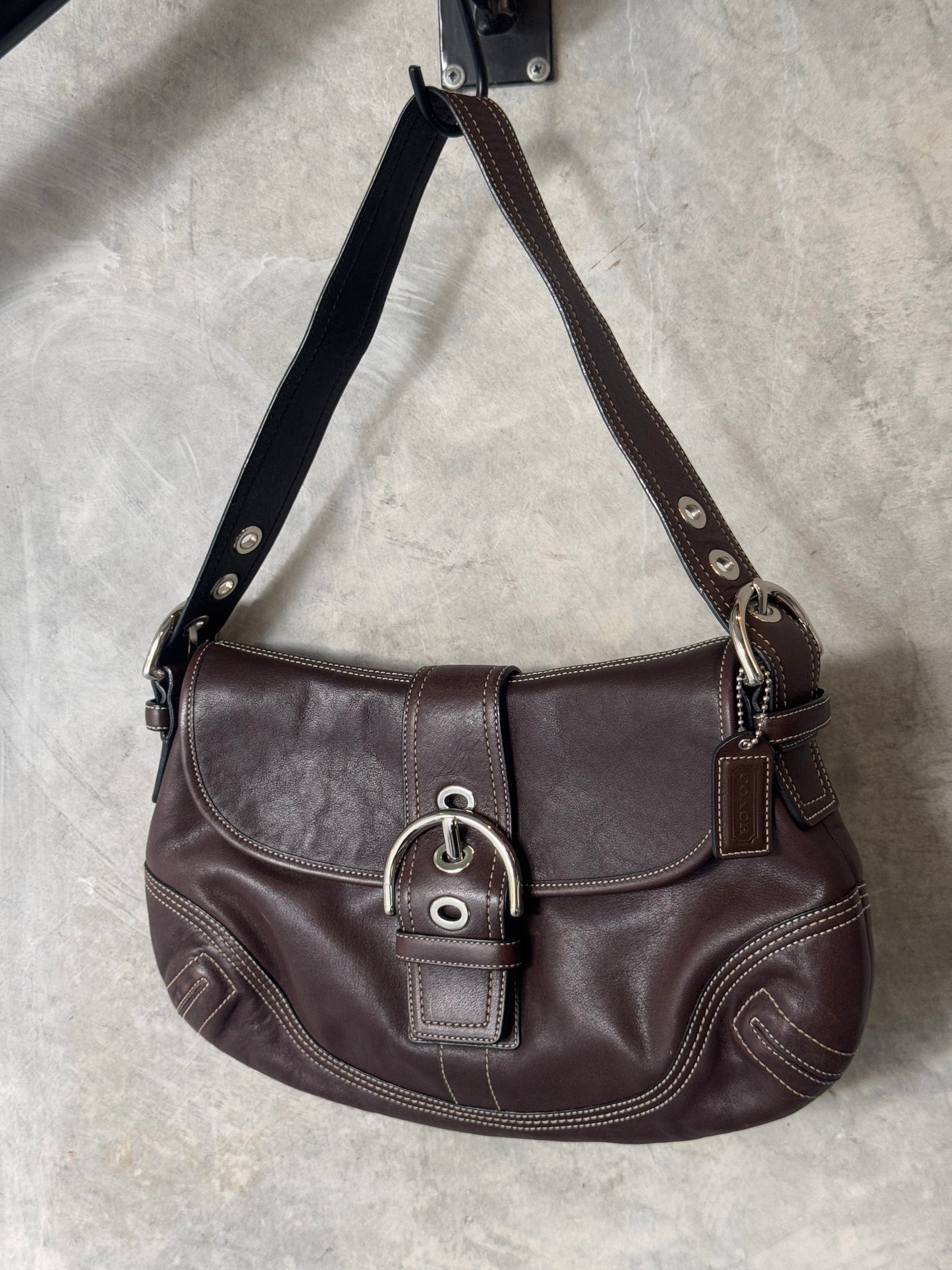 COACH SOHO DARK BROWN LEATHER SHOULDER BAG