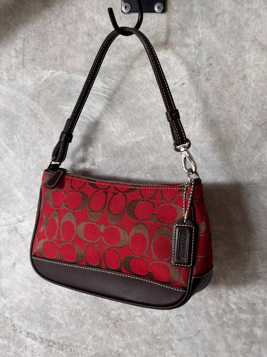 AUTHENTIC COACH RED MONOGRAM BAGUETTE