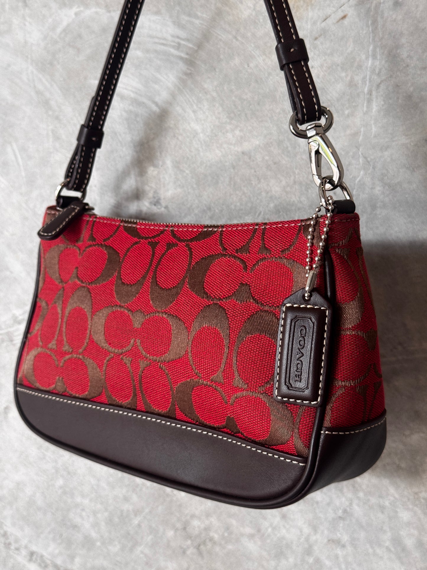 AUTHENTIC COACH RED MONOGRAM BAGUETTE